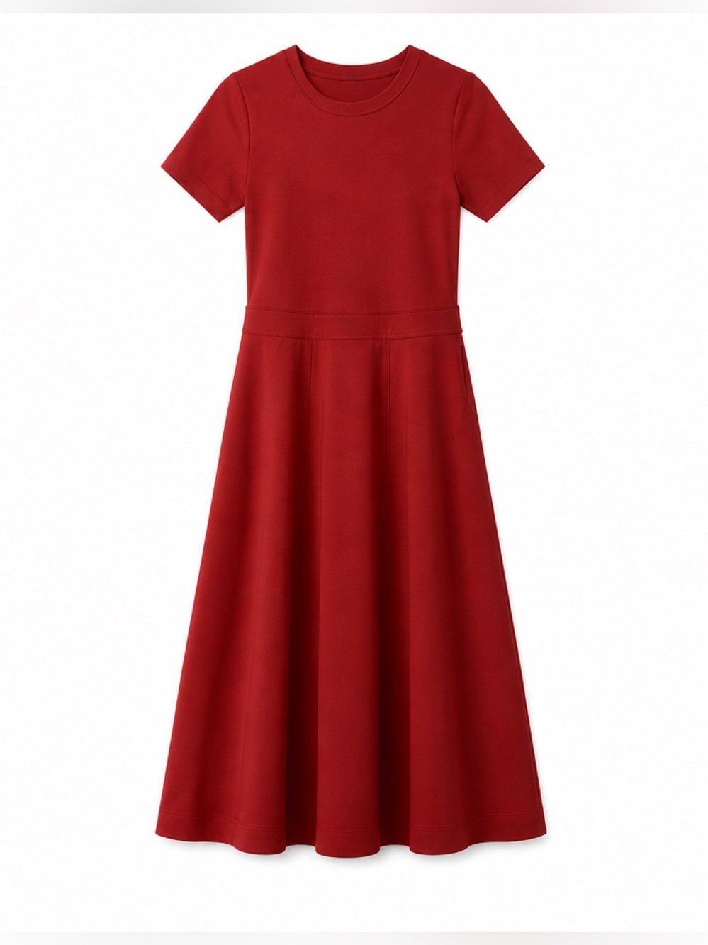 Veronica Beard Crimson Short-Sleeve Fit-and-Flare Dress